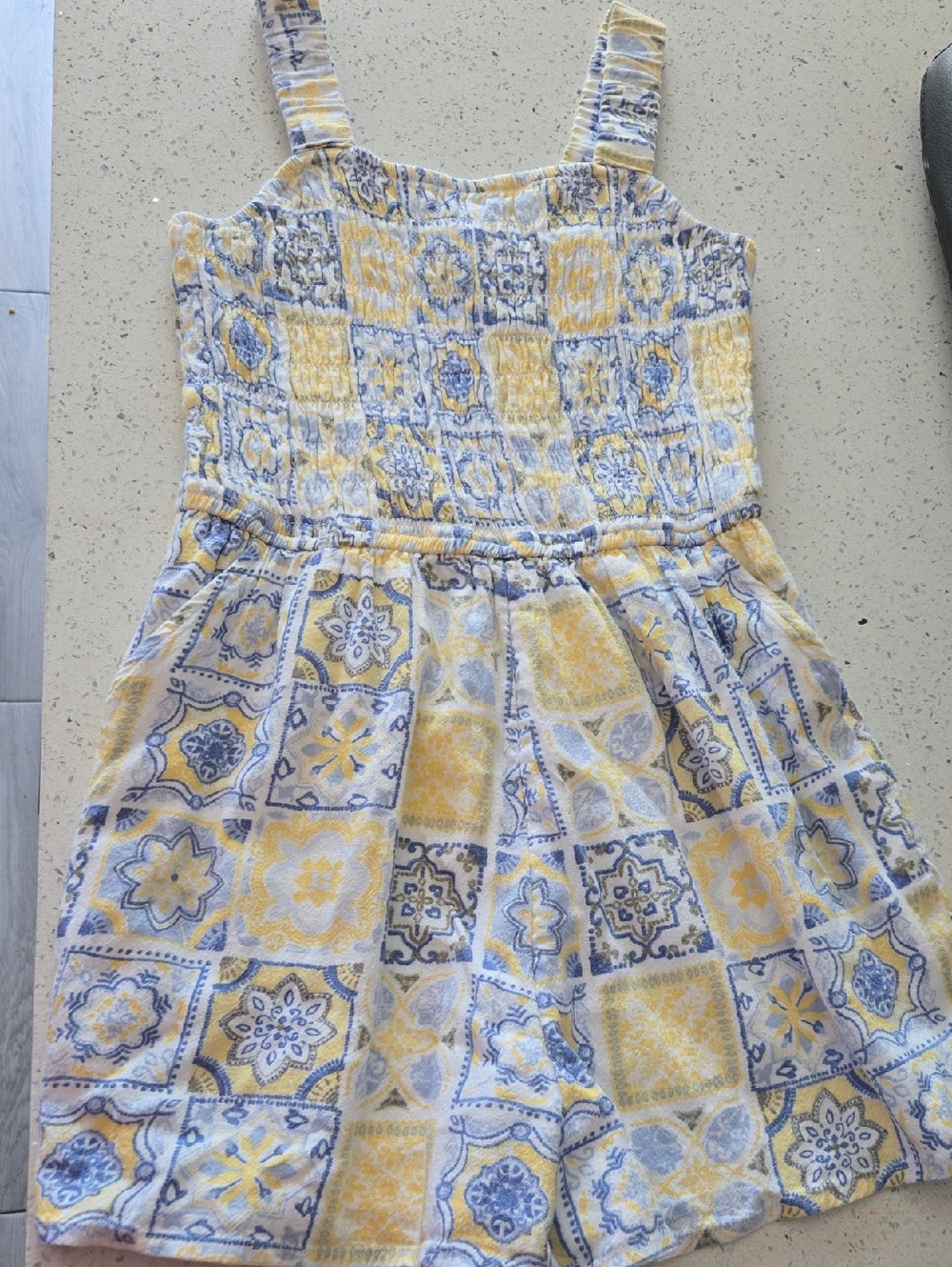 abercrombie kids Yellow and Blue Tile Print Sundress